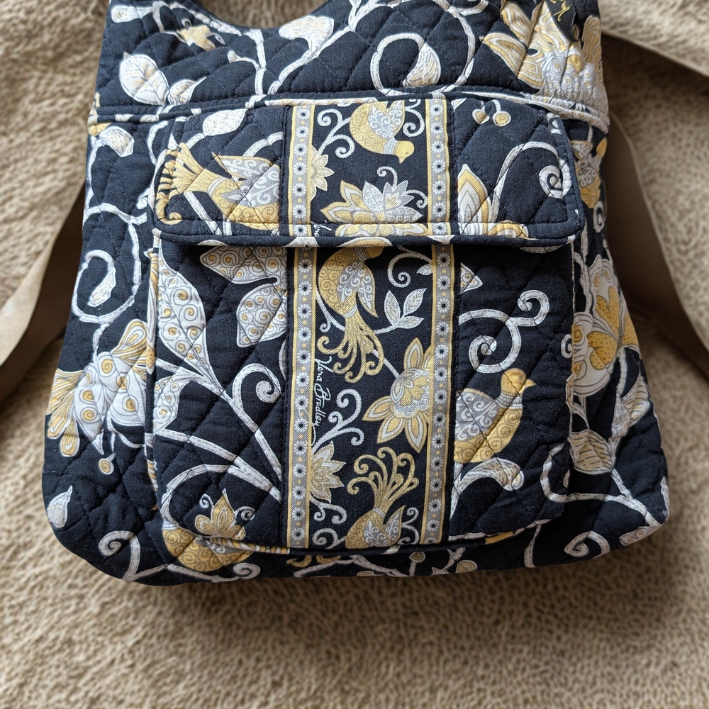 Vera Bradley Black and Gold Crossbody Bag Quilted Design VGUC